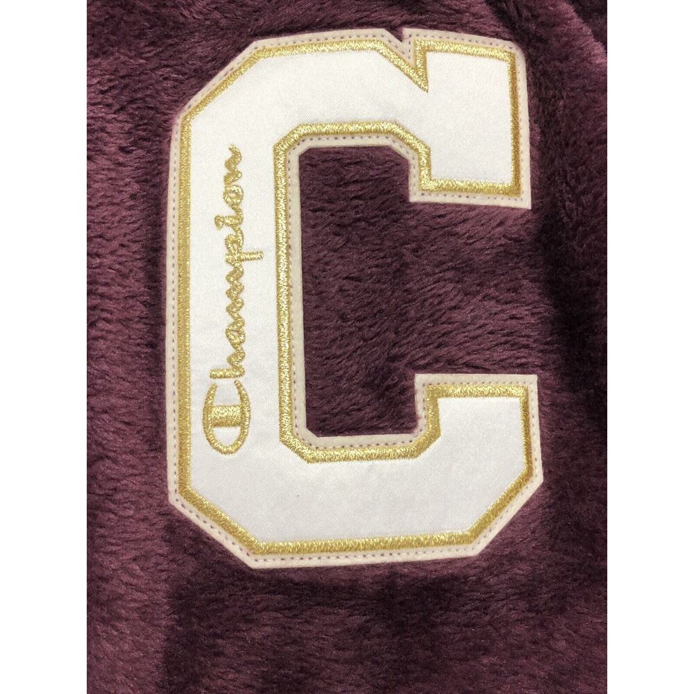 Champion Faux Fur Cropped Hoodie Womens Size XL Big C Purple Gold NWT - Picture 5 of 8